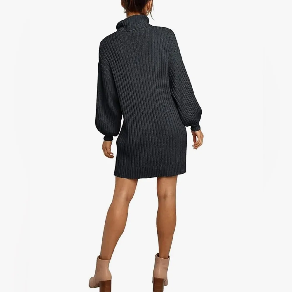 NEW Turtle Neck Knit Pullover Sweater Dolman Batwing Sleeve Dress M - Image 2