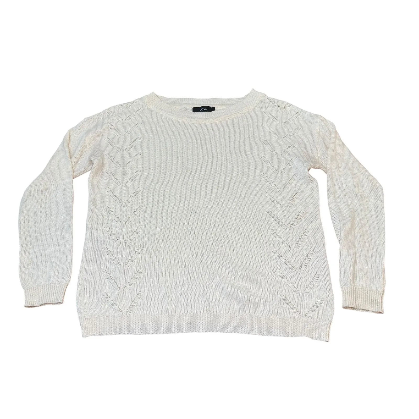 Lulus Cream Knit Sweater Women's Small Long‎ Sleeve Round Neck Casual - Image 2