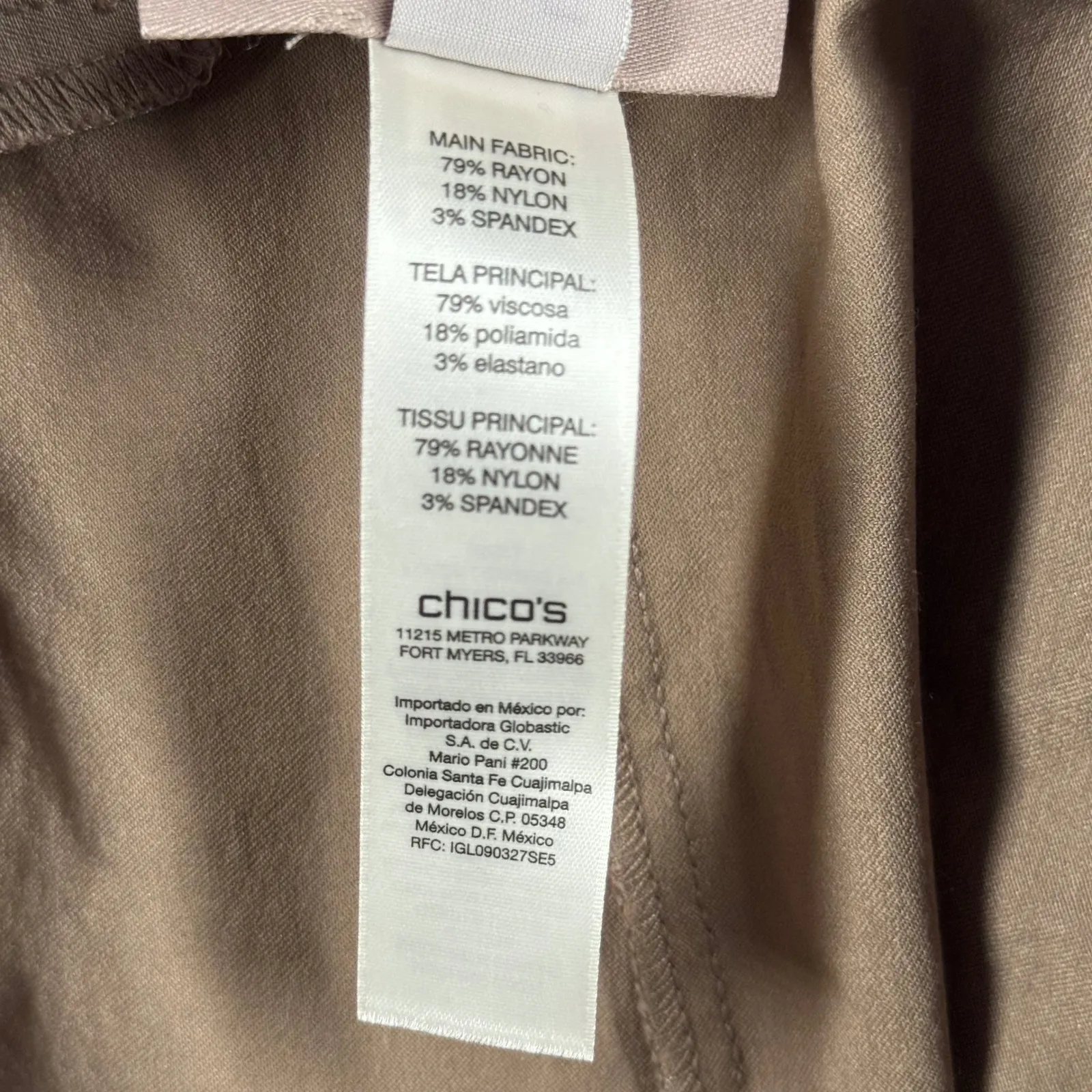 Chicos Capri Pants Tan So Slimming Stretch Travel Career Resortwear Minimalist - Image 6
