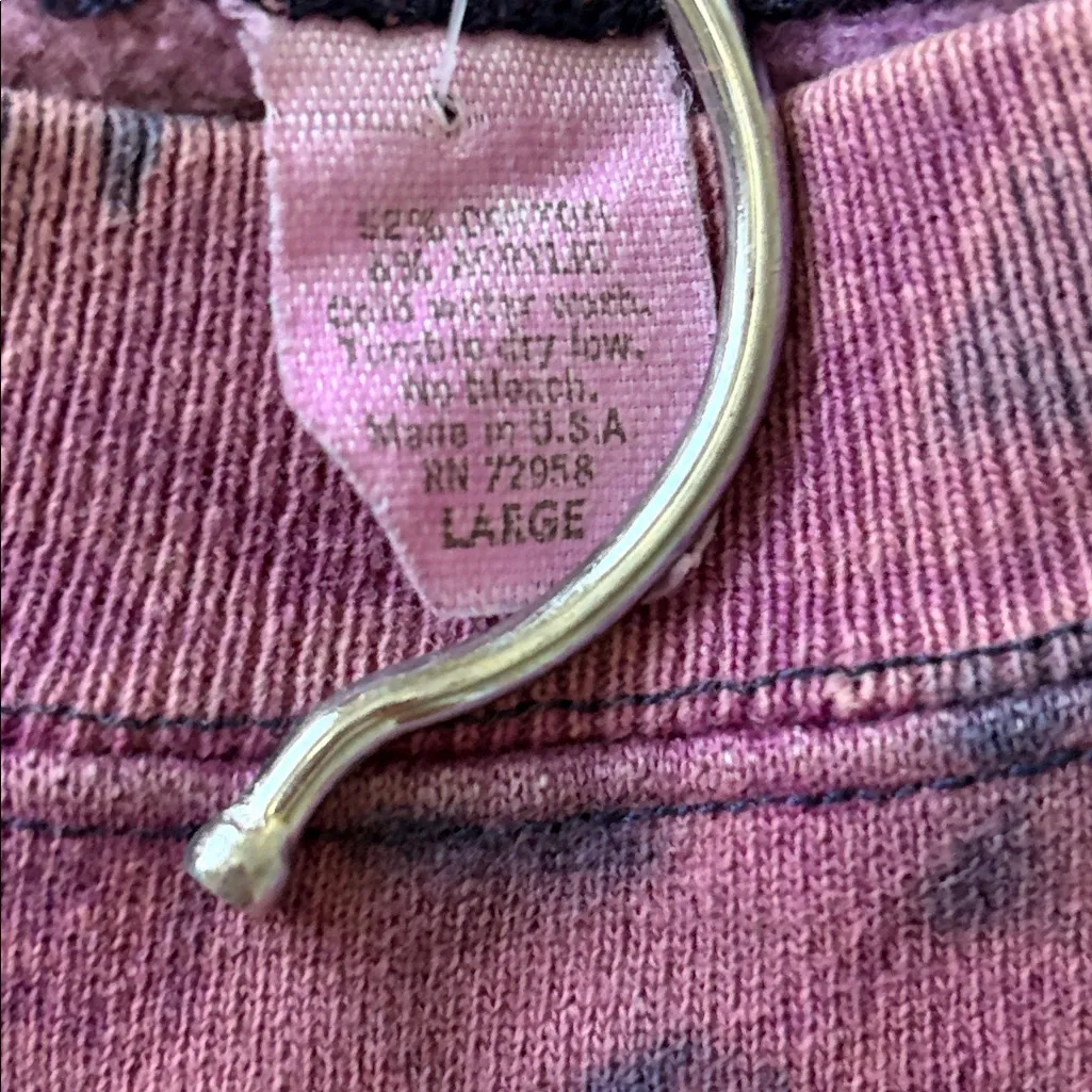 Vintage Bear International Sweatshirt Size L Crewneck Pullover Tie Dye Purple - Image 6