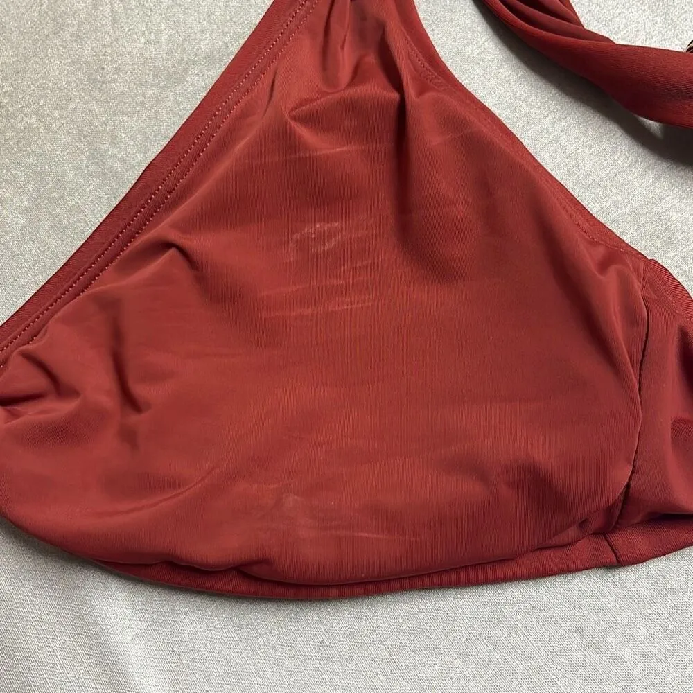 Andie Swim The Dalia Bikini Top Burgundy Gold Clasp Adjustable Padded Medium NWT - Image 8