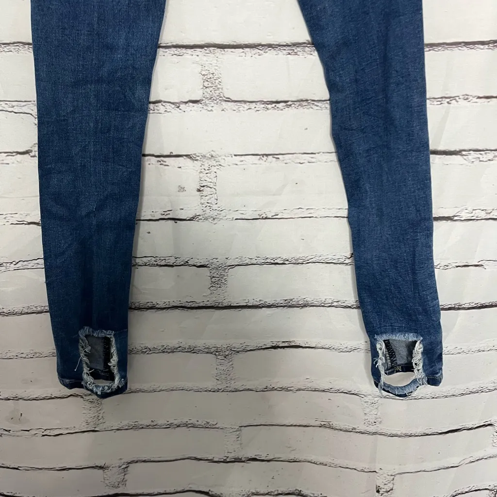Bamboo High Rise Distressed Skinny Jeans Women’s 0 Medium Wash Stretch Denim - Image 11