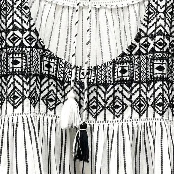 NWT Free People Lola Embroidered Black & White Oversized Mini Dress Size XS NEW - Image 8