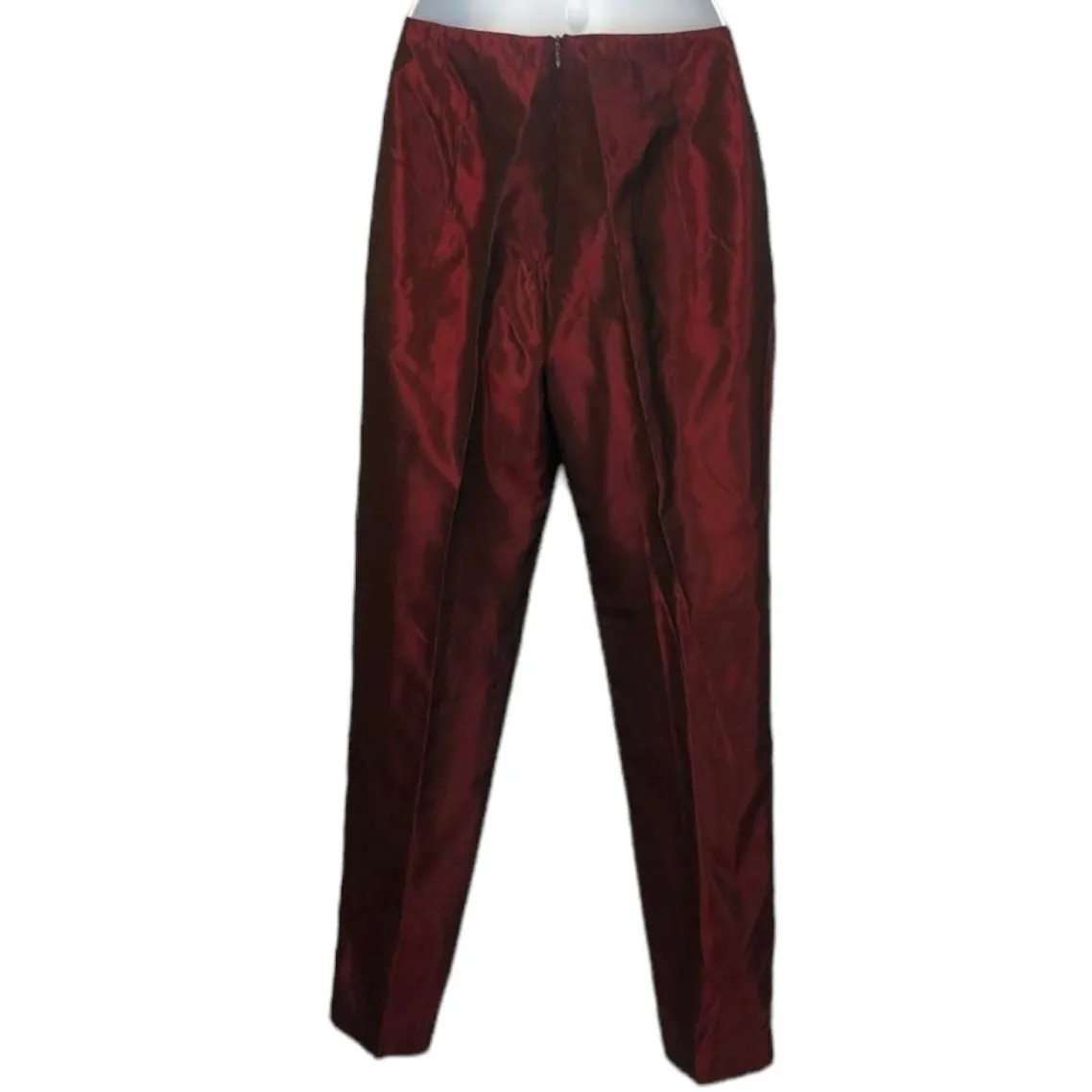 1990s Trio New York Burgundy Satin Blazer & Pant Set hoilday formal small Red - Image 10