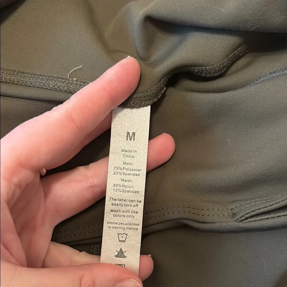 Olive Green Women's Biker Shorts Size M - Image 2