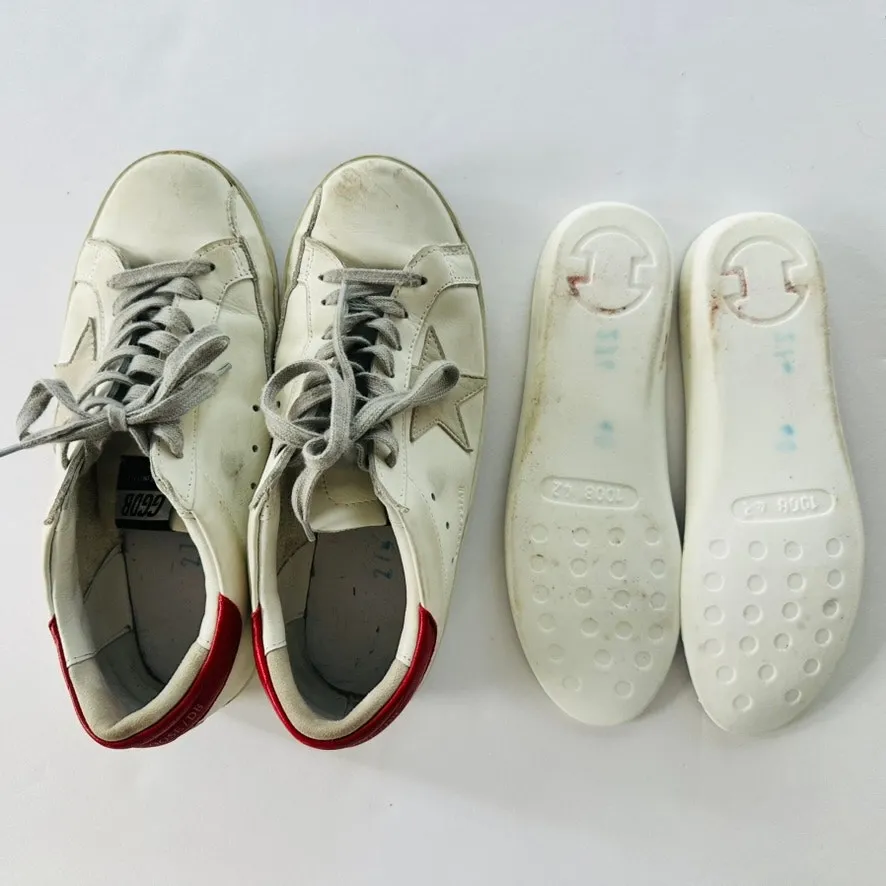 Golden Goose Superstar Sneakers Size 40 White Red Heel Leather Fashion Comfort - Image 10