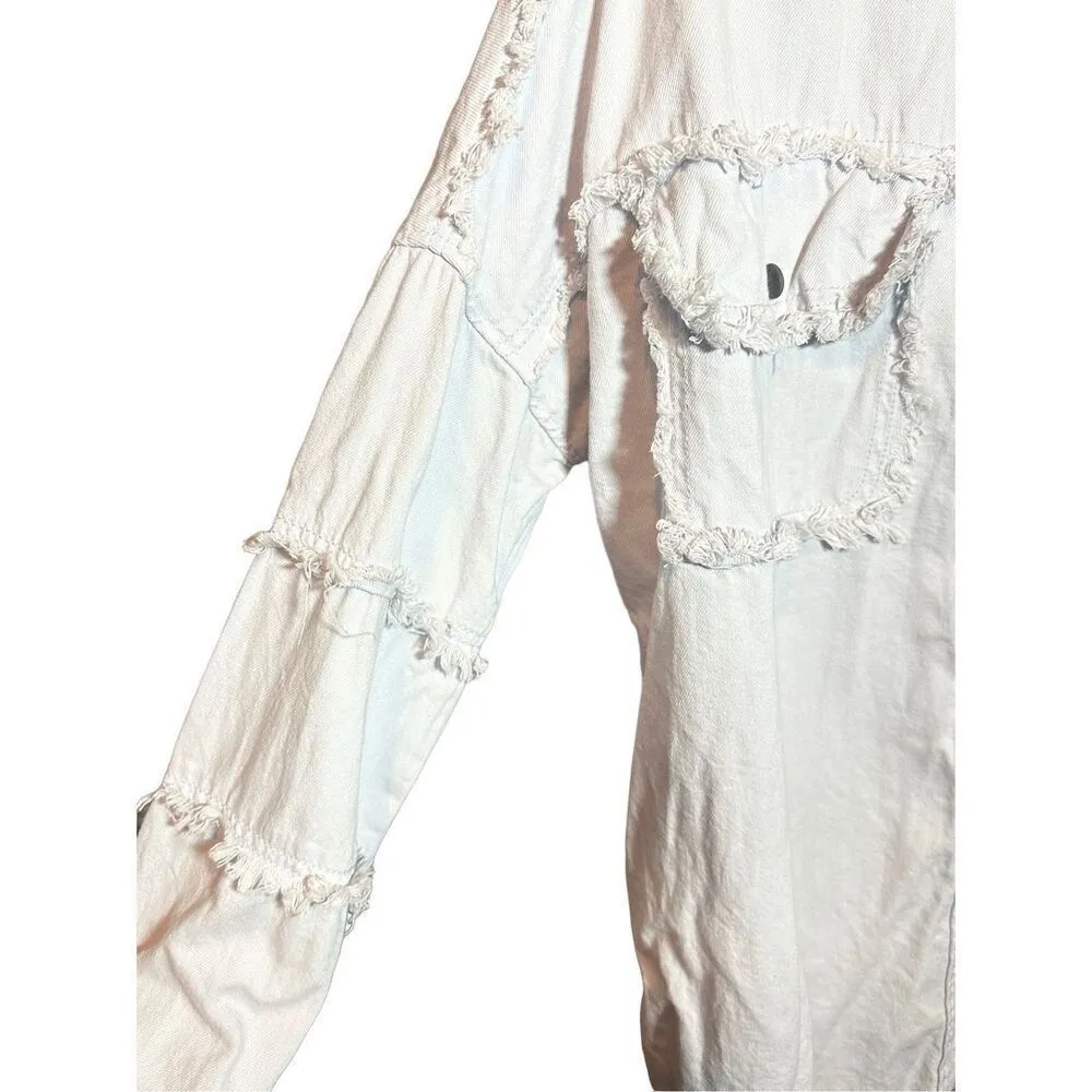 Elan Devan Rock & Roll Light Blue Denim Shirt Jean Jacket Women's Sz M distresse - Image 7