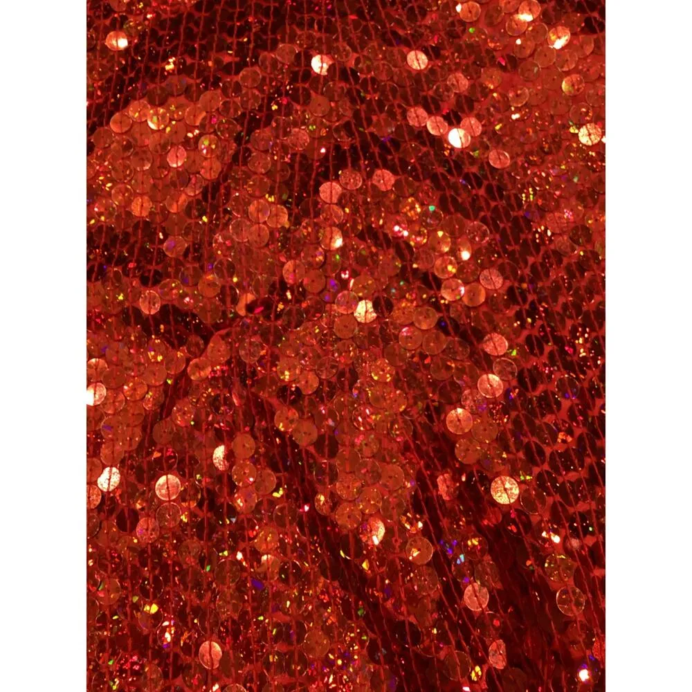 Vintage Scala Sequin Sparkly Mini cocktail party sleeveless Dress Red 6P - Image 10