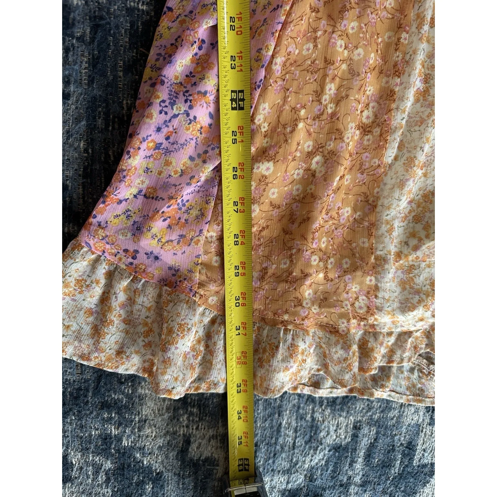 White Birch Shorts Romper Floral Print V-Neck 3/4 Dolman Sleeves Size Large Boho - Image 9