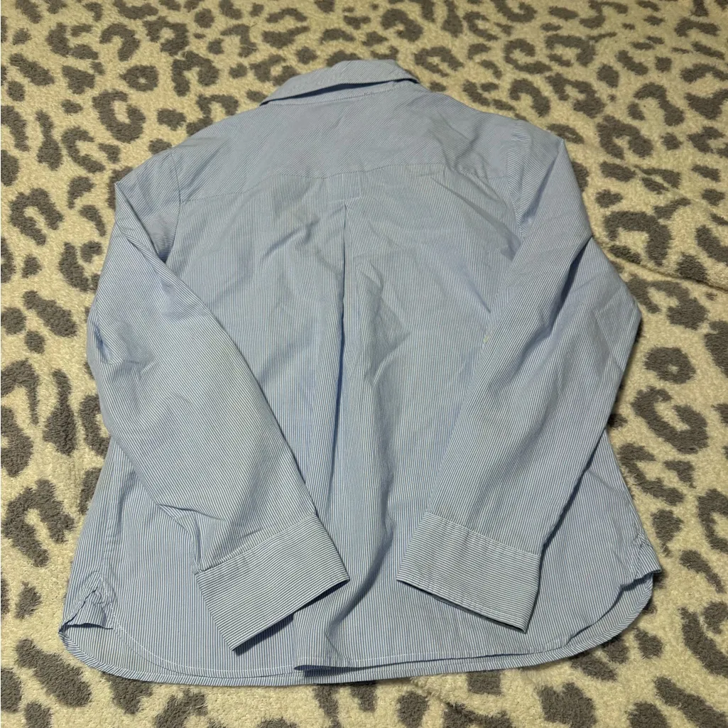 Tommy Hilfiger Blue Striped Zip-Up Blouse - Image 2