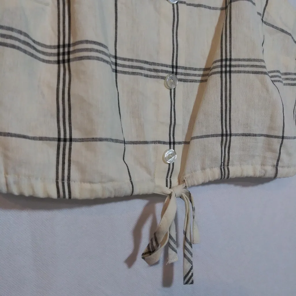 A New Day Apron Tank Windowpane Drawstring Waist Crop Size Small - Image 4