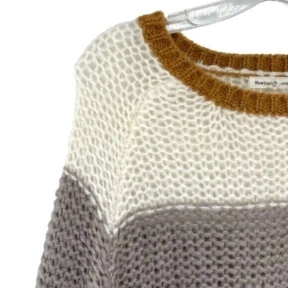 Newbury Kustom Chunky Oversized Sweater Knit Neutral Colorblock Granola Girl - Image 5