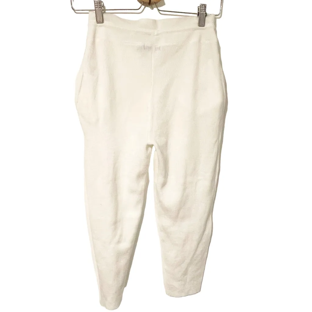 Nasty Gal Size 4 White Soft Knit Pull On‎ Ankle Jogger Drawstring Lounge Pants - Image 5