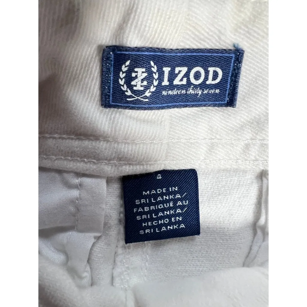 Womens IZOD Size 4 White Denim Button Front Skirt Stretch - Image 3