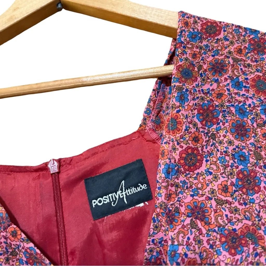 Positive Attitude Multicolor Floral Mini Dress Pink Size M - Image 6