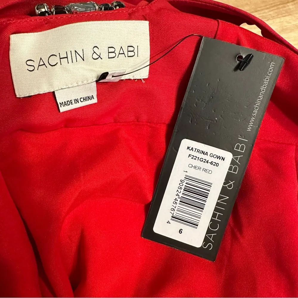 Sachin + Babi Katrina Gown Cherry Red size 6 Bow Embellished Back Formal Event - Image 10