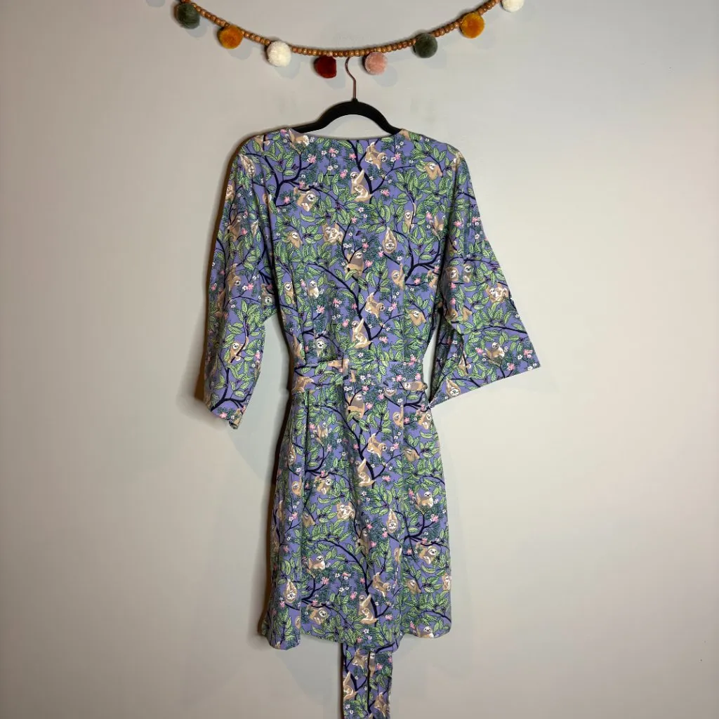 NWT Vera Bradley Knit Robe - Hanging Around Purple sloth floral print - Image 5