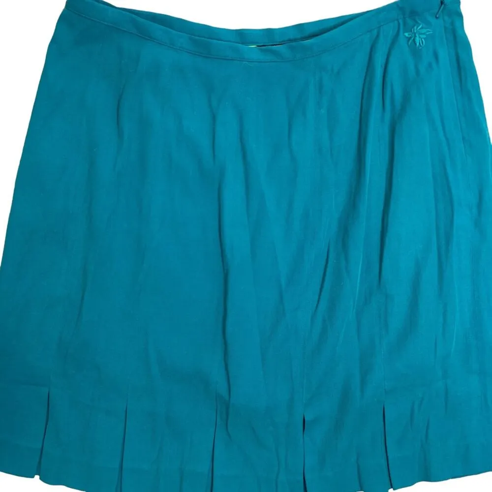 Tommy Bahama 18 Golf Silk Skort 6 Green Pleated Side Zip Shorts Tennis Skirt - Image 2