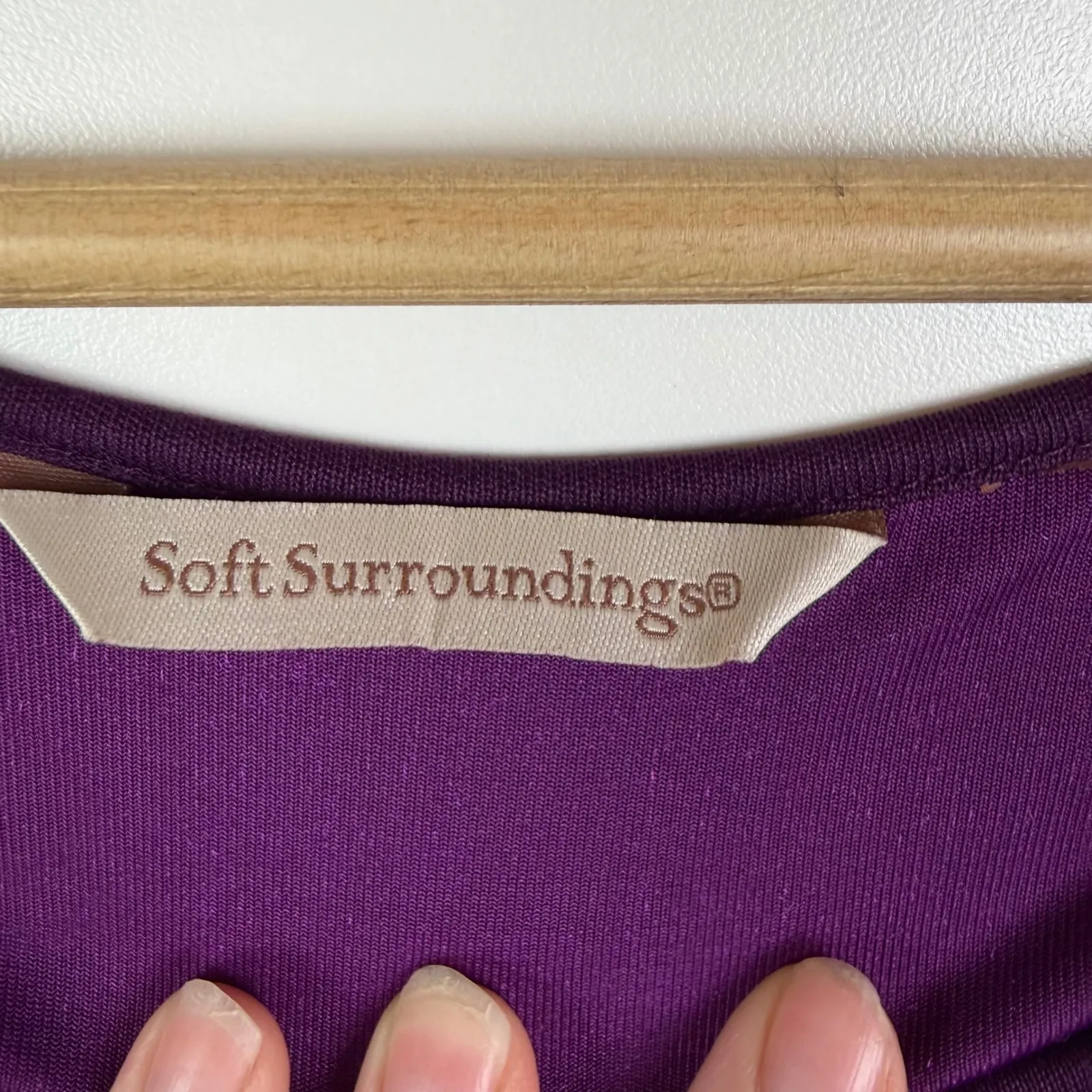 Soft Surroundings Velvet Tunic Top Sz L/XL Purple Soft Comfy Royal Holiday Boho - Image 8