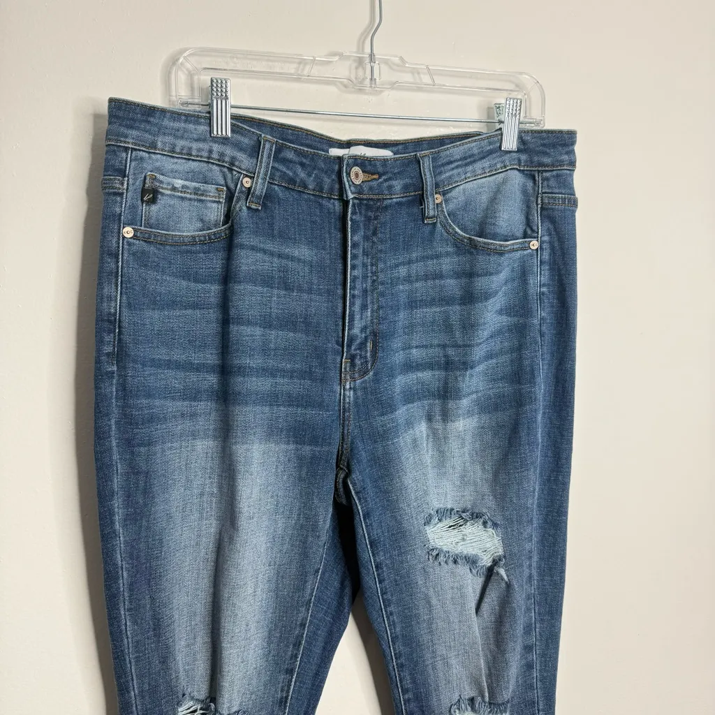 Kancan Stevie Mid‎ Rise Ankle Skinny Jeans Distressed Size 1XL (16W) Blue - Image 5