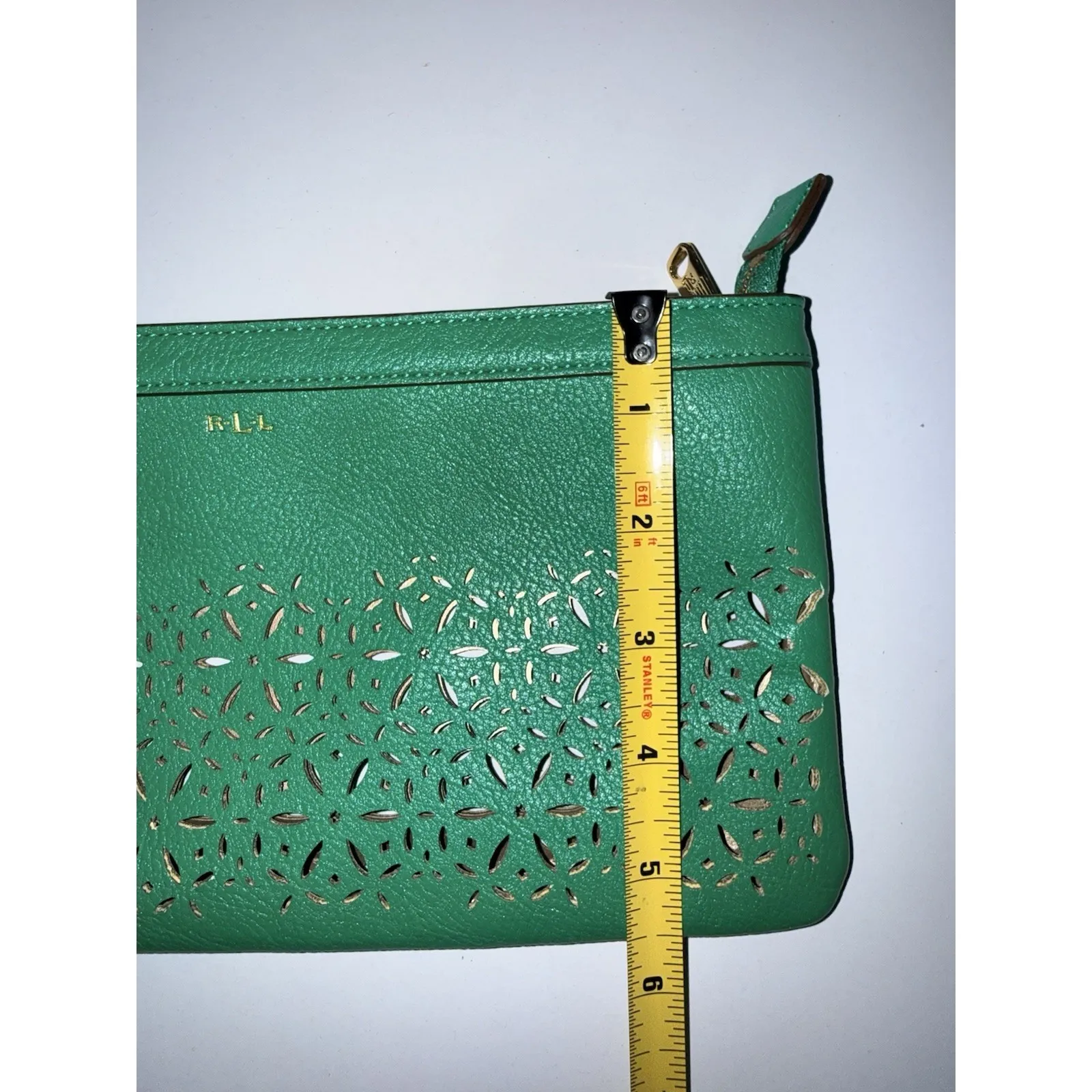 Lauren Ralph Lauren Chantilly Slim Wallet Pouch Clutch Lawn Green Ladies M - Image 8