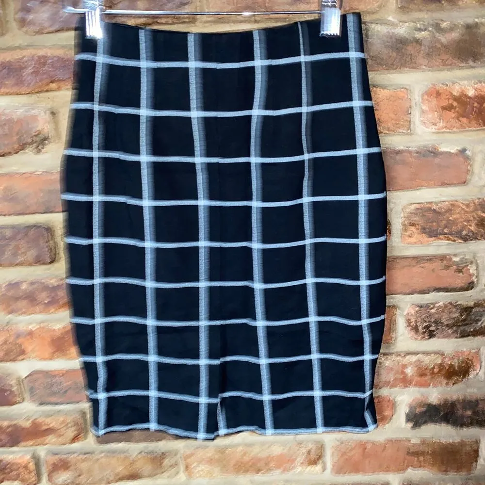 Amanda & Chelsea Black White Windowpane Plaid Pencil Straight Skirt Women's 0 - Image 4