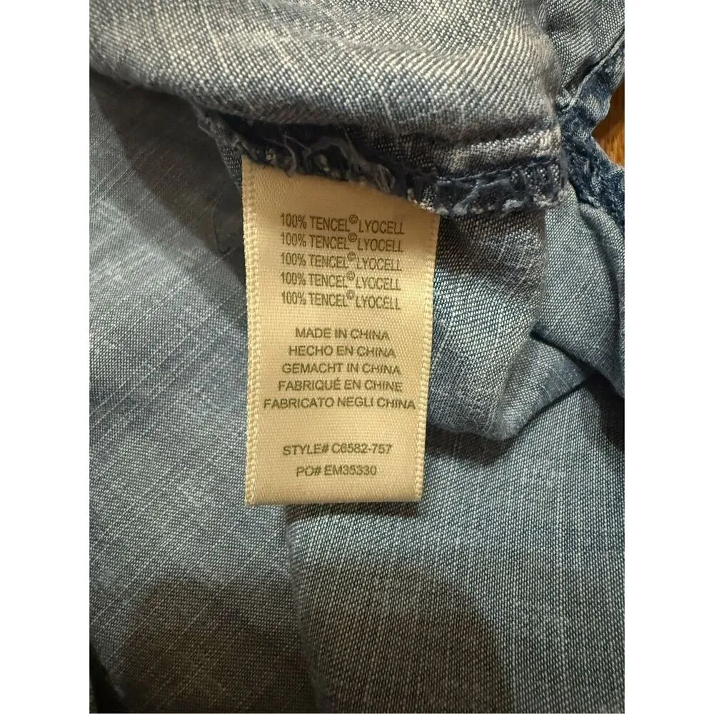 Cloth & Stone Blue Denim Chambray Printed Acata Shirt Dress Anthropologie Sz S - Image 9