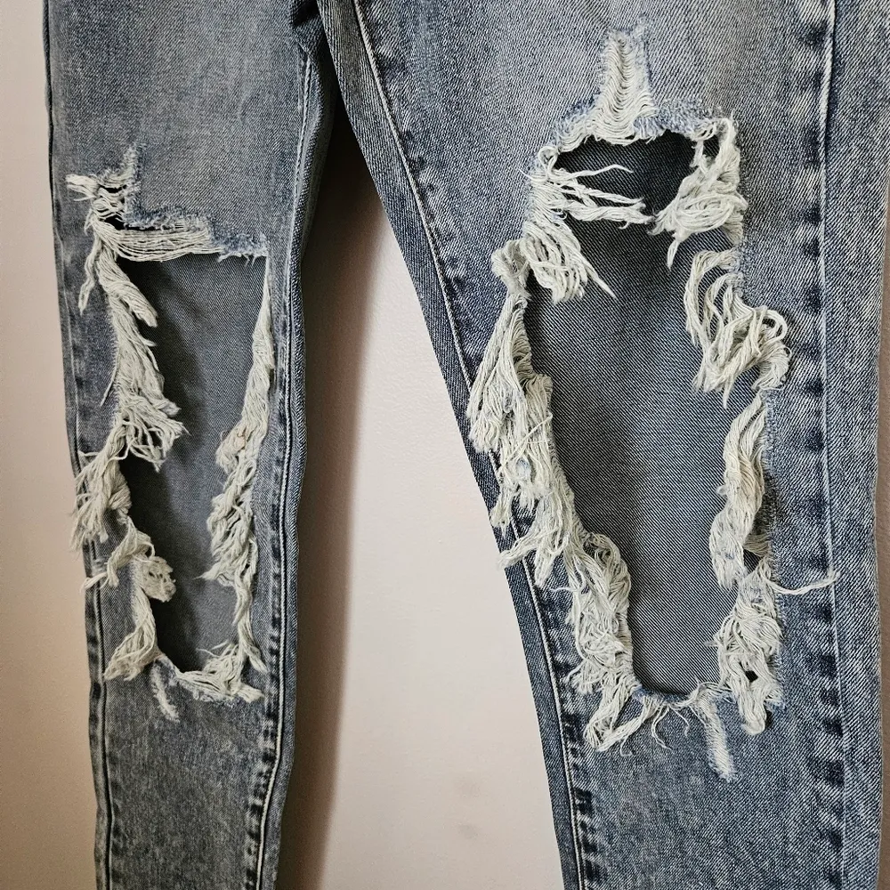 One Teaspoon Jeans Distressed Denim Awesome Baggies Blue Blossom High Waist - Image 3