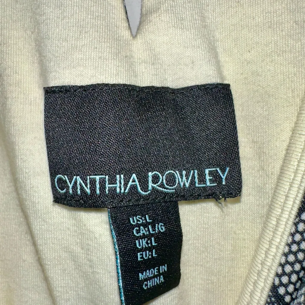 EUC CYNTHIA ROWLEY Cream & Black Lace Overlay Women’s Tank - large - Image 3