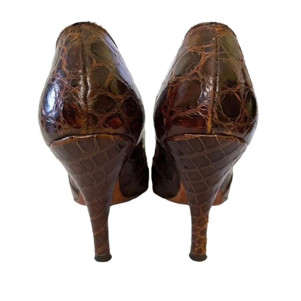 1940s Genuine Alligator Leather Pumps Vintage DeLiso Debs by  Heels - Image 8