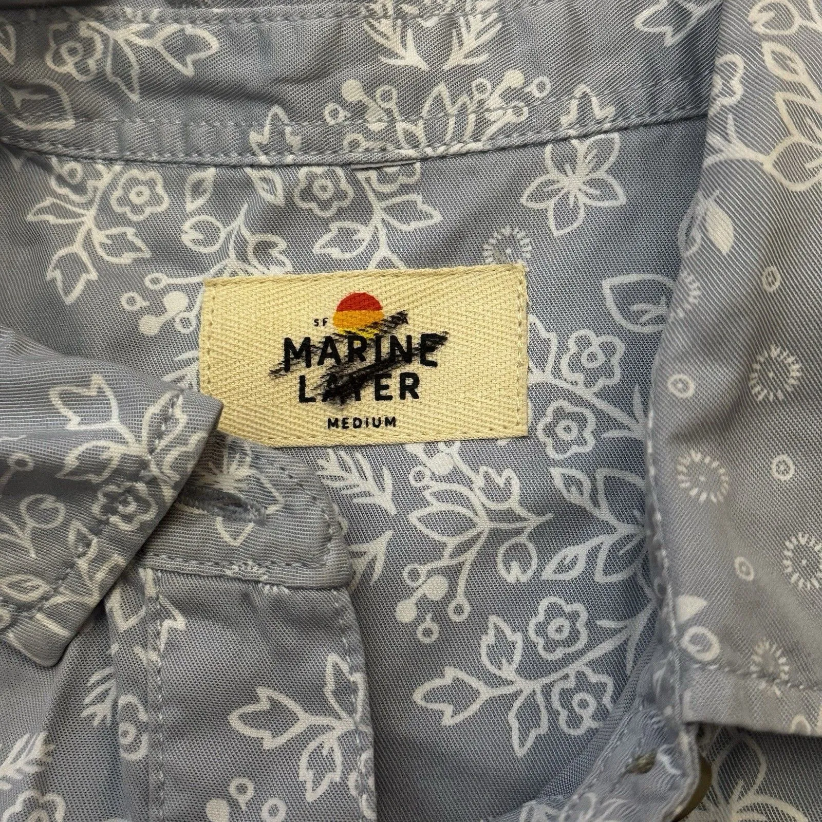 Marine Layer Carlin Floral Button Down Shirt Blue S EUC Cottage Boho Romantic - Image 5