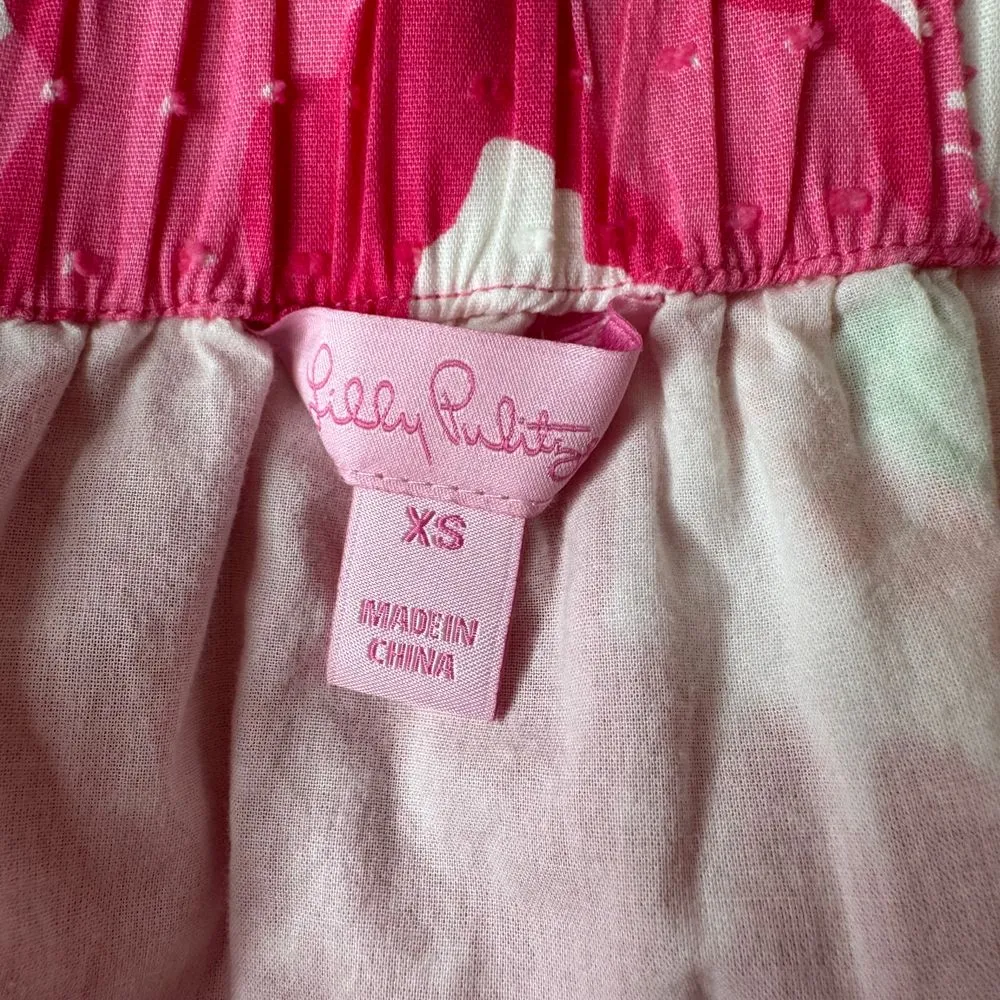 Lilly Pulitzer Womens Floral Mini Skirt‎ Sz XS Pockets Lined Cotton Pink White - Image 5