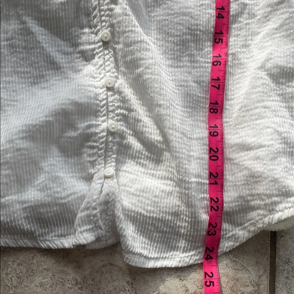 Quince Organic Textured Cotton Peasant Blouse White - Image 13