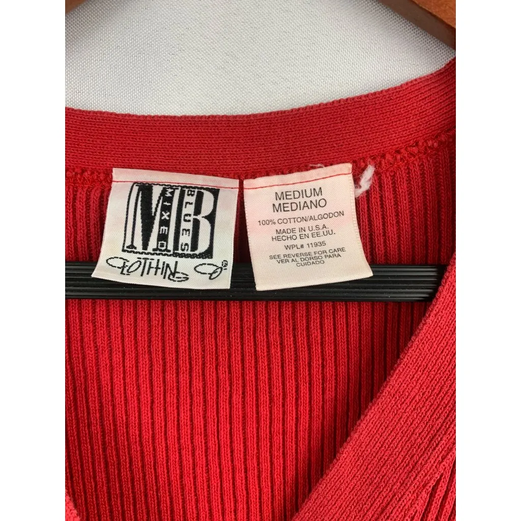 Red Ribbed Sleeveless V - Image 4