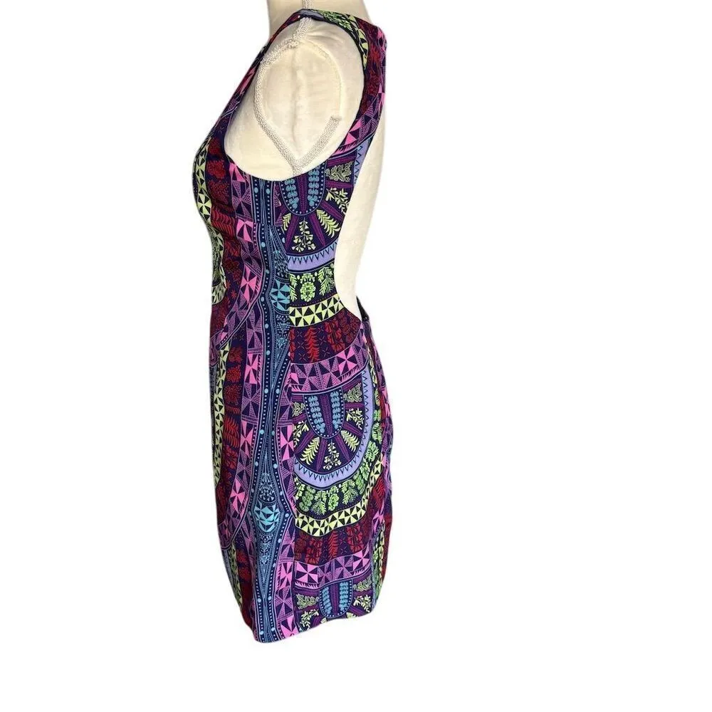Mara Hoffman Women's Geometric Tribal Print Open Back Sheath Dress 6 Dopamine - Image 4