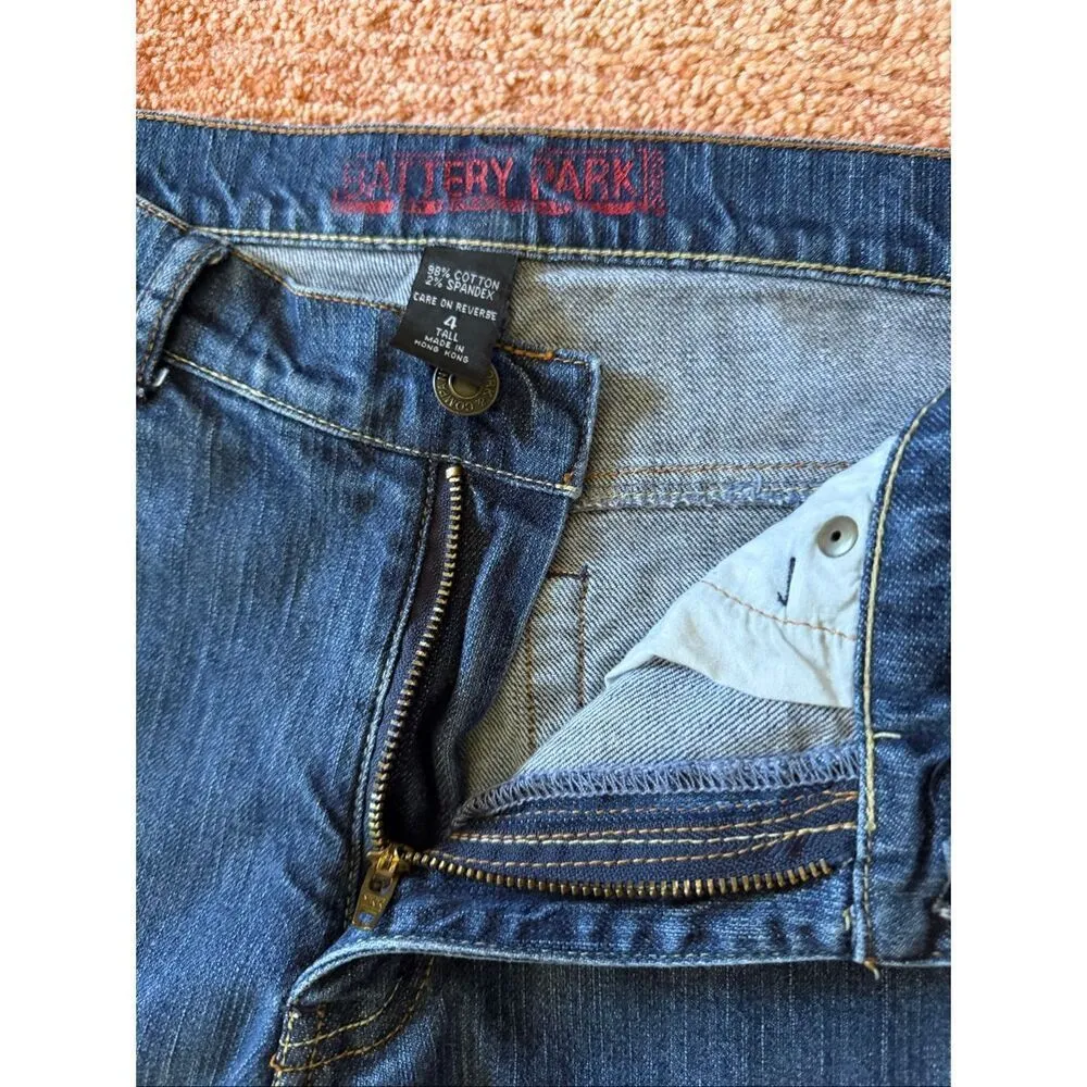 New York & Company Battery Park High Rise Bootcut Jeans Dark Wash 4 Tall Stretch Blue Size undefined - Image 2