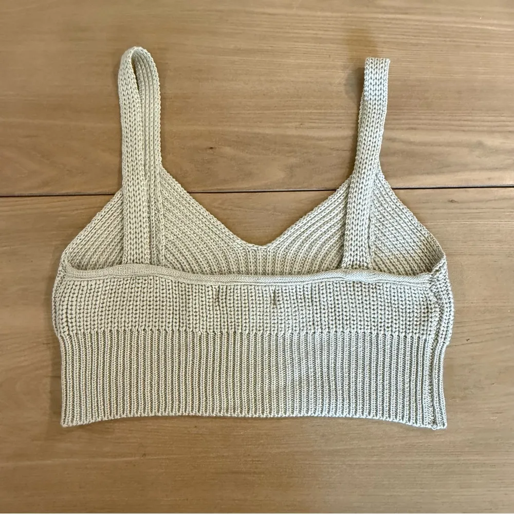 En‎ Saison Knit Crochet Crop Top Bralette Size Medium EUC Tan - Image 2