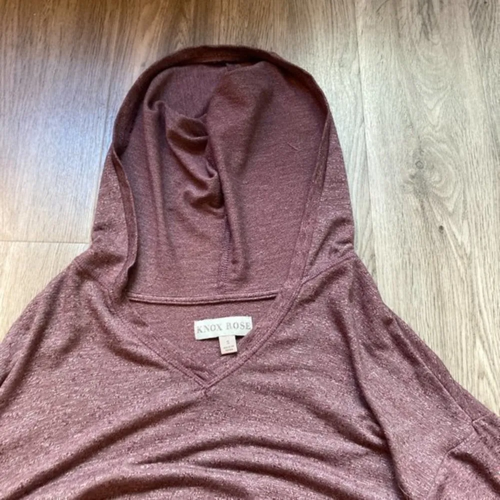 Knox Rose Oversize Mauve Purple Floral Embroidered Hooded Tunic Size S - Image 3