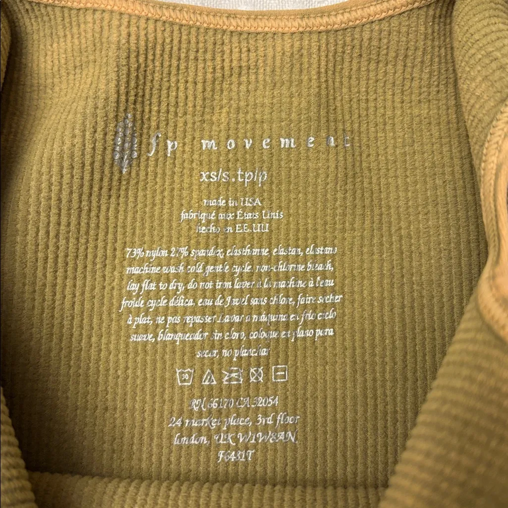 NEW! Free People HAPPINESS RUNS SQUARE NECK Ribbed Crop Top XS/S Gold Green Tan - Image 5