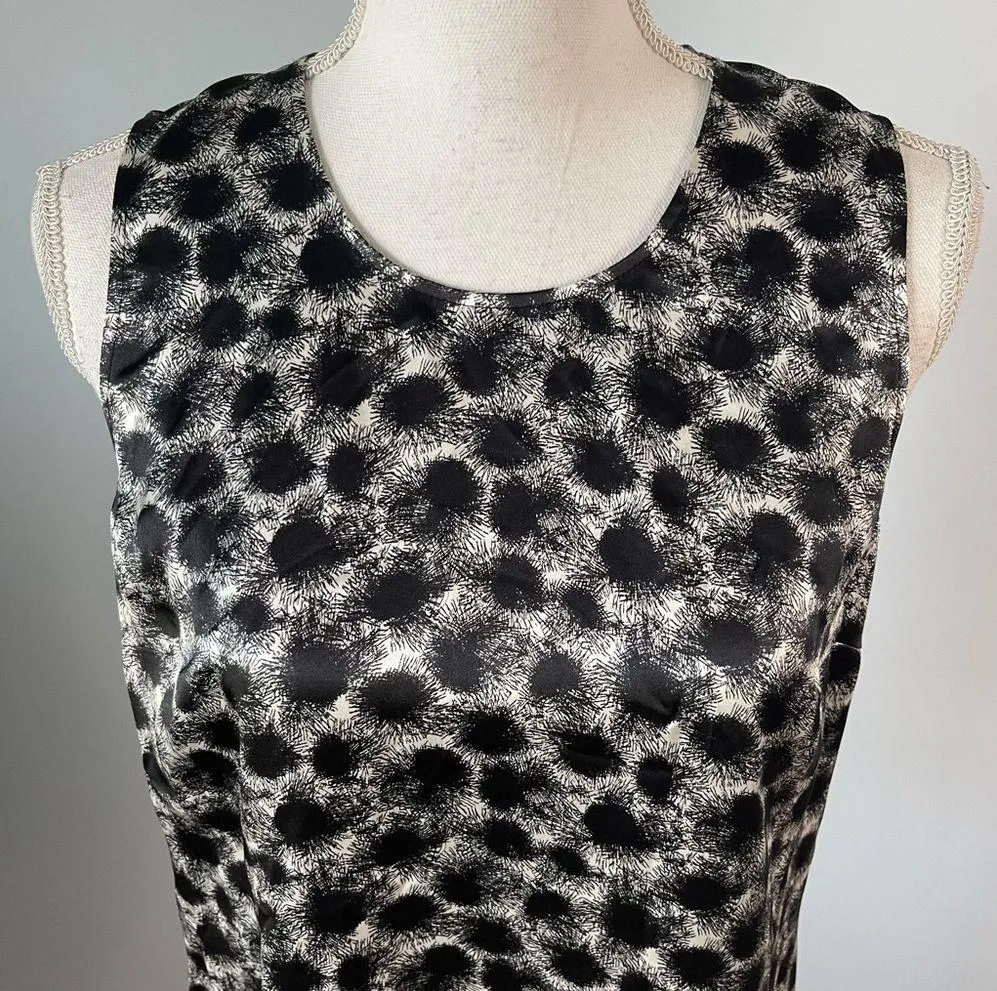 HUGO BOSS | 100% Silk Black and White Tank Top Blouse Sz 6 - Image 2