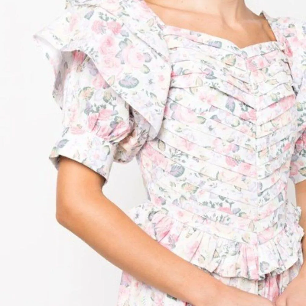 đź’•LAURA ASHLEY x BATSHEVAđź’• Eden Dress ~ Quartet Cream Floral Print 2 NWO Pink - Image 10