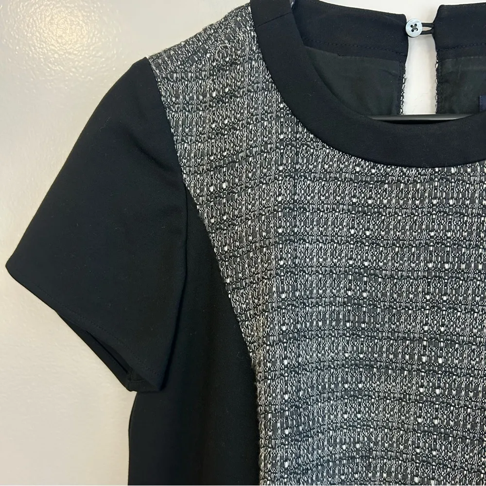 Madewell Short Sleeve Texture Tribune Black/Grey Fit & Flare Dress Size 2 - Image 5