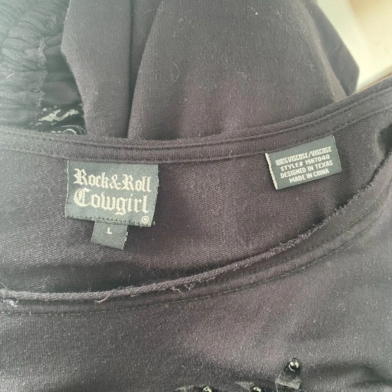 Rock & Roll Cowgirl Romantic Goth Grunge Black Studded Cinched Midi Dress L - Image 7