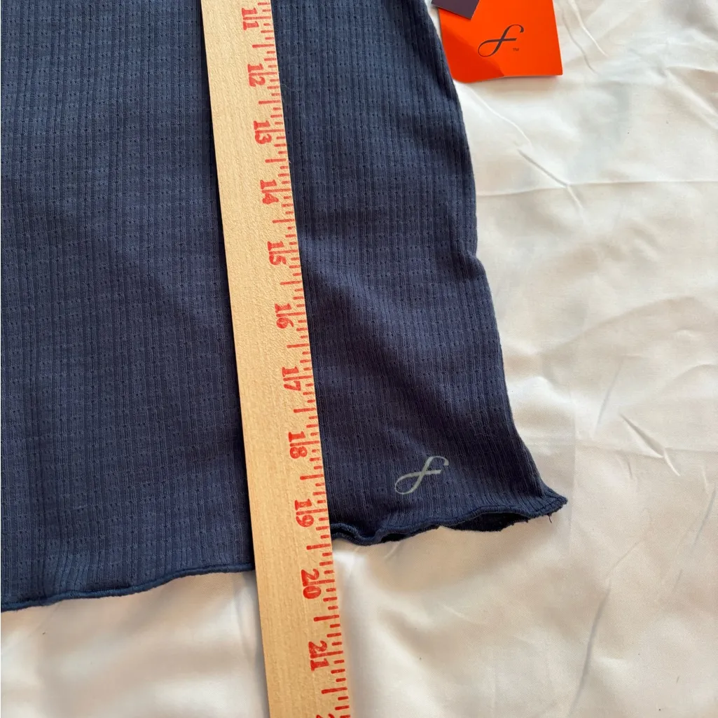 Freely Ribbed Long Sleeve Top NWT Women’s Large Blue Lettuce Hem Yoga Lounge - Image 5