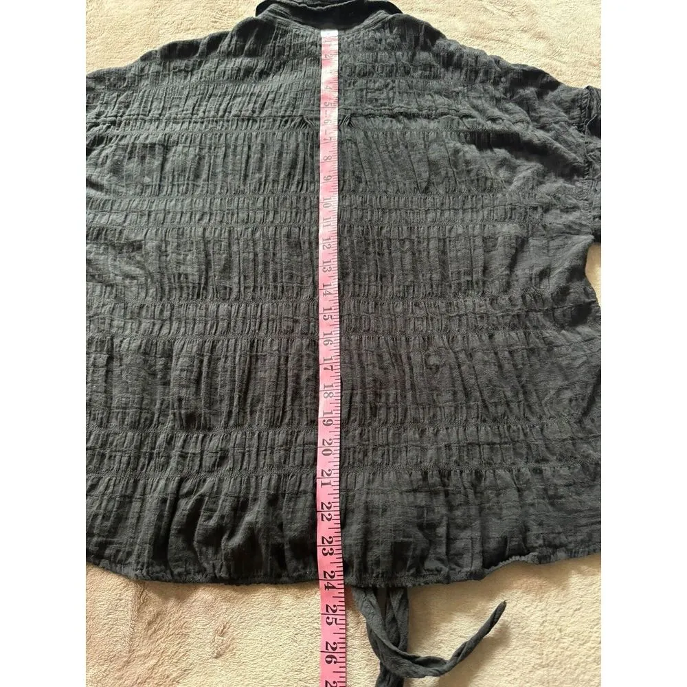 Dylan Women's Gauze short‎ Sleeve Button-Up Top Black Size Small - Image 6