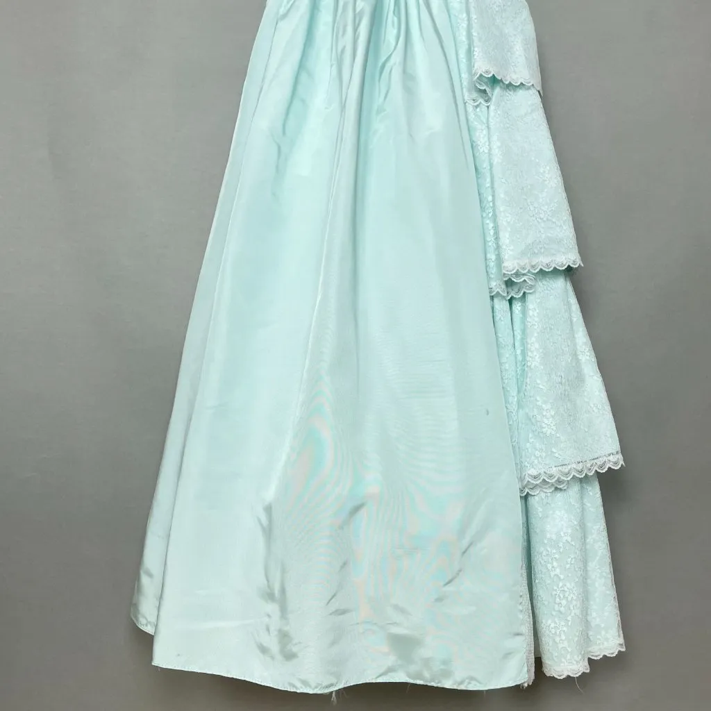 Vintage Gunne Sax Jessica McClintock Dress Prom 80s Lace Size 3/4 Strapless Gown Blue - Image 5