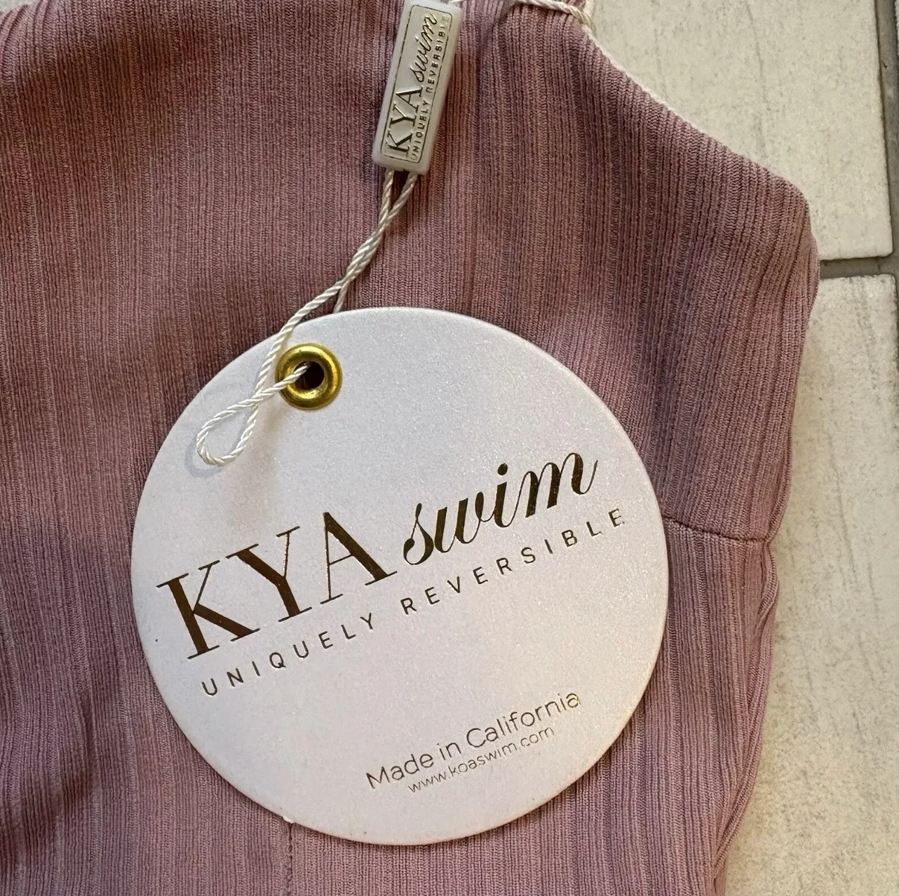 NWT Kya Swim Reversible Ribbed Bikini Top Lola S Revolve Lace Up Soft Girl Boho Pink - Image 4