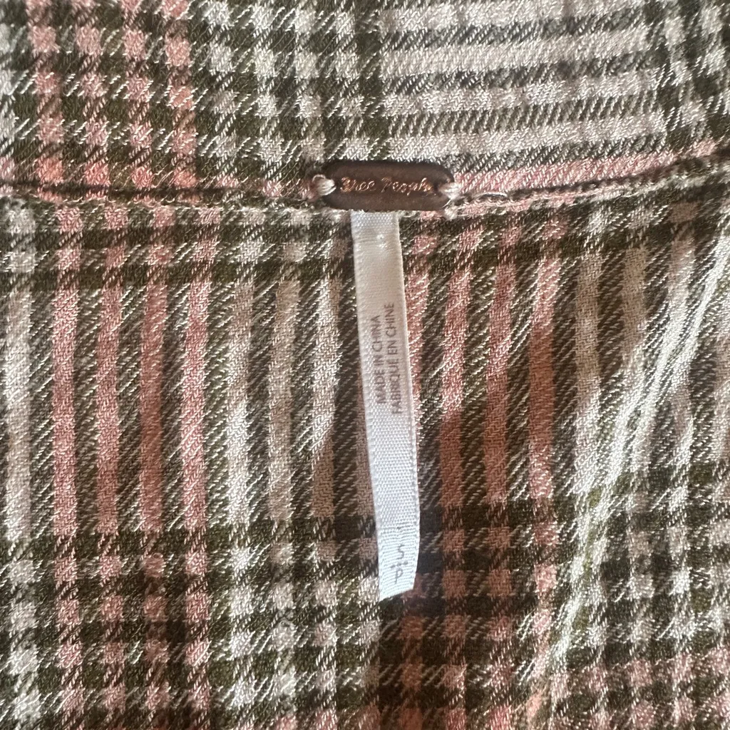 Free People Haddie Plaid Mini Dress in Peach Combo, Size S - Image 4