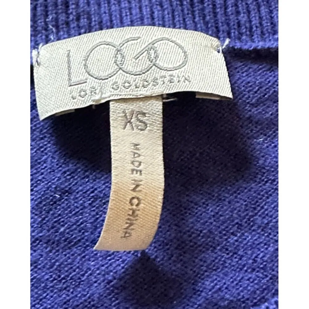 LOGO By Lori Goldstein XS Cardigan Sweater Cotton Cashmere Fairy Whimsical Blue - Image 4