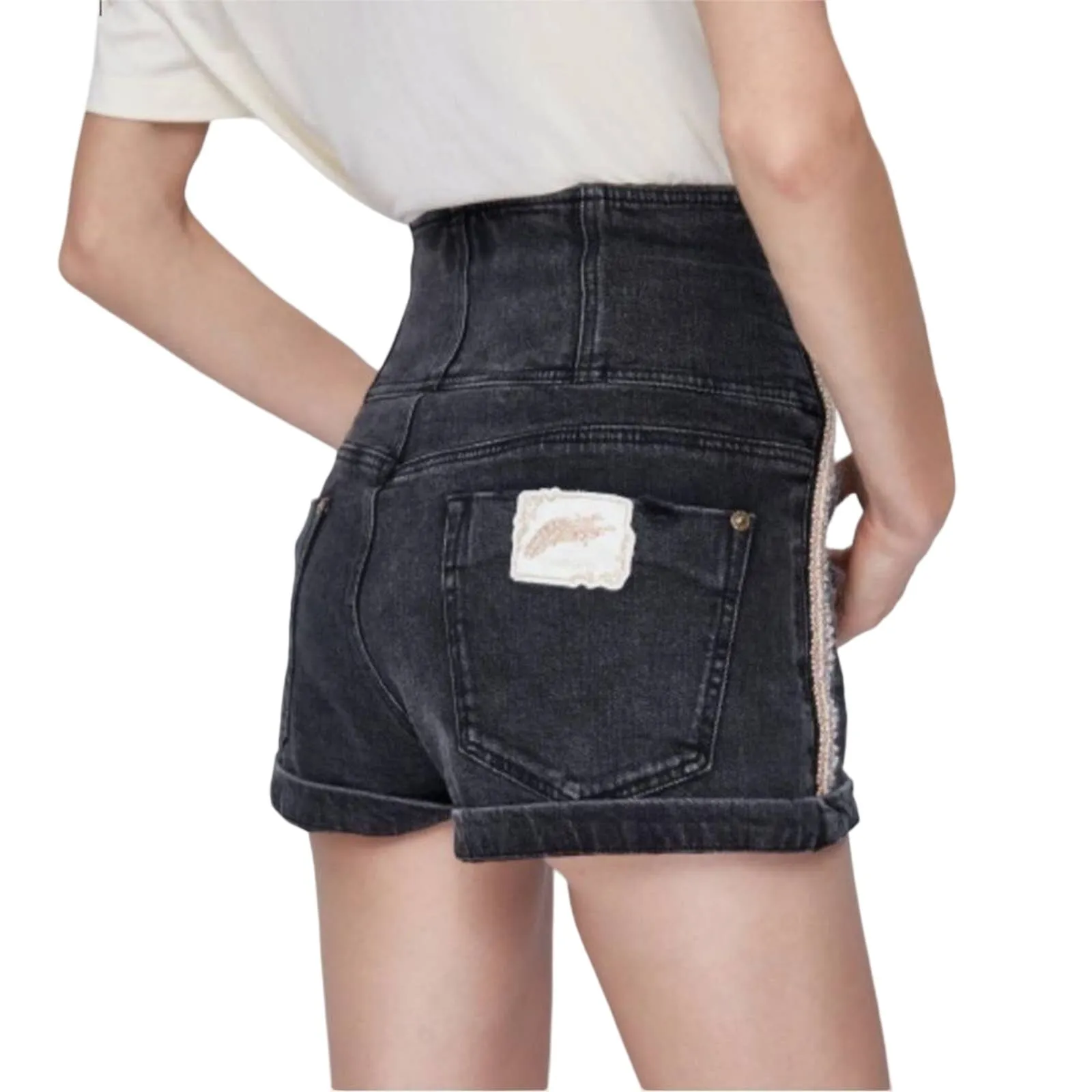 MISS SIXTY Embroidery Denim Short Sz 24 Angel Collection Coquette Y2K Boho Acubi - Image 3